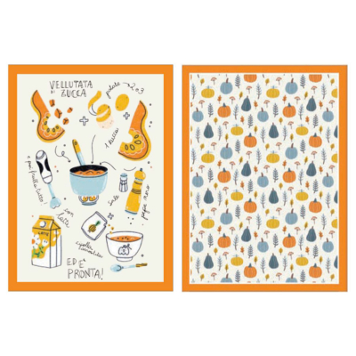 Coppia asciugapiatti Maison Sucrée Cartoon Arancione RECIPE