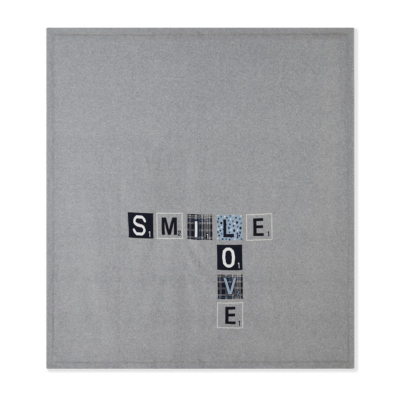 Plaid Maryplaid Lettere Grey Melange HOME SMILE LOVE