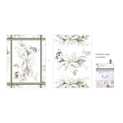 Coppia asciugapiatti Maison Sucrée Floreale Verde WINTER