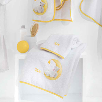 Set 1+1 coppia asciugamano Trudi Luna Bianco SOGNI D'ORO