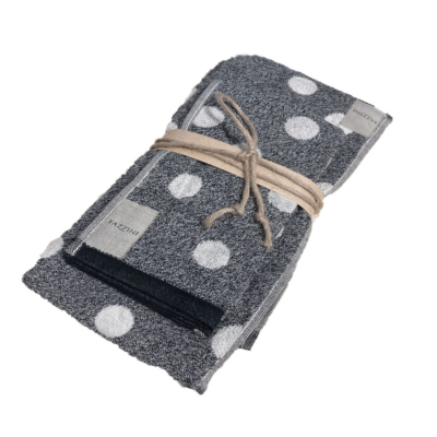 Set 1+1 coppia asciugamano Fazzini Pois Grigio POIS