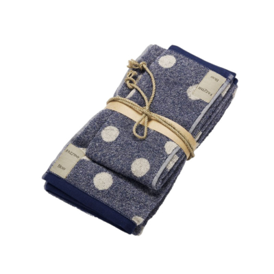 Set 1+1 coppia asciugamano Fazzini Pois Blu POIS