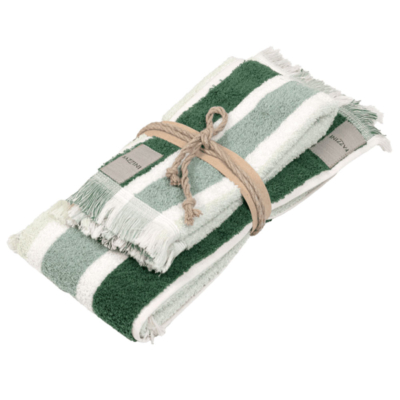 Set 1+1 coppia asciugamano Fazzini Righe Surf-Medium Green GRADAZIONI