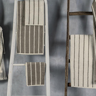 Set 2+2 asciugamano viso-ospite Gabel Righe Naturale FIUME