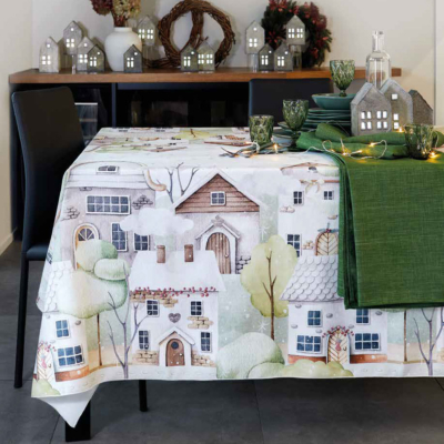 Tovaglia antimacchia Maison Sucrée Natale Bianco BORGO NATALE