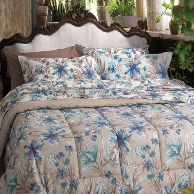 Completo letto Gabel Floreale Smoky Blue MARGOT