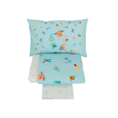 Completo copripiumino Trudi Lettere Azzurro chiaro ALFABETO