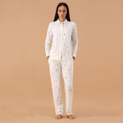 Pigiama donna Maryhome aperto Tinta unita Milk ALBERELLI