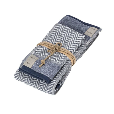 Set 1+1 coppia asciugamano Fazzini Geometrico Blu CHEVRON