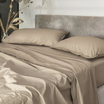 Completo letto Le vie del cotone Tinta unita Sabbia SLOWCOLORS