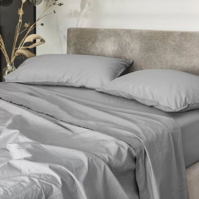 Parure copripiumino Le vie del cotone Tinta unita Perla SLOWCOLORS