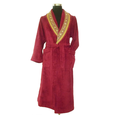 Accappatoio sciallato Mastro Raphael Tinta unita Bordeaux WATERLILLIES