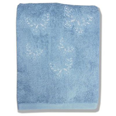 Set 1+1 coppia asciugamano Cotton Joy Animali Azzurro WINGS