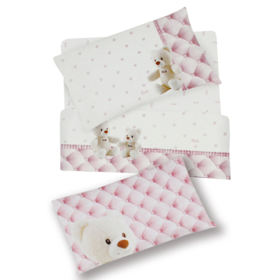 Completo letto in flanella Trudi Animali Rosa Pastello CREMINO