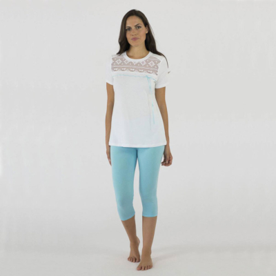 Pigiama donna Maryhome Tinta unita Celeste EMILIA