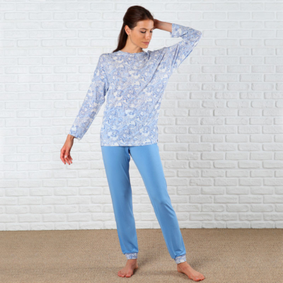 Pigiama donna Maryhome Floreale Azzurro EDI
