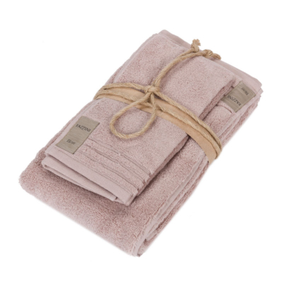 Set 1+1 coppia asciugamano Fazzini Tinta unita Rosa Boho COCCOLA