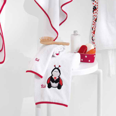 Set 1+1 coppia asciugamano Trudi Animali Bianco FORTUNA